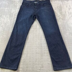 Mott Bow Crosby Jeans Mens 35x32 Blue Dark Wash Straight Indigo Denim Casual